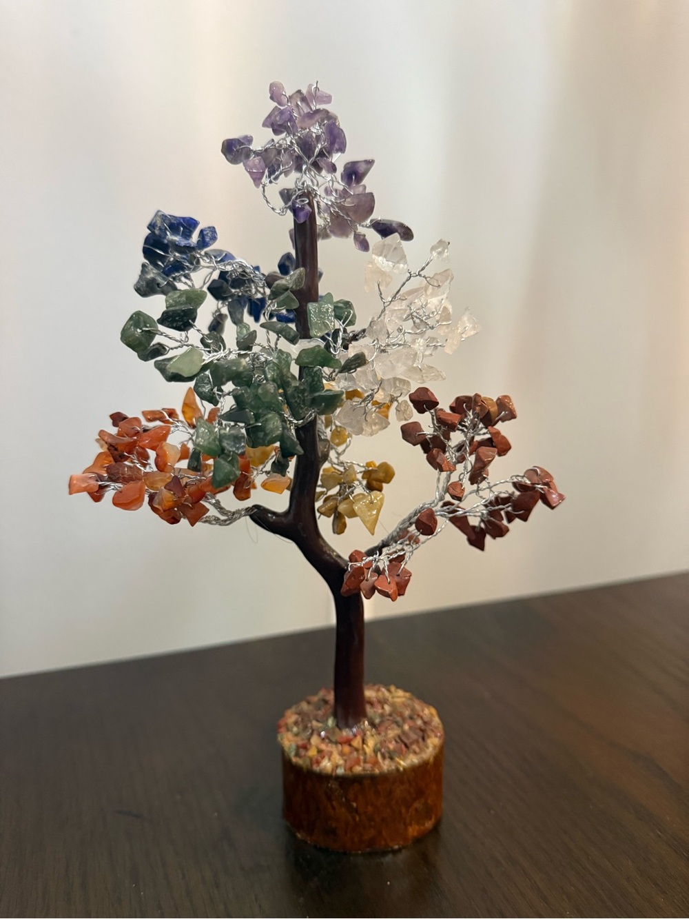 Karma Pledge 7 Chakra Tree of Life with Wood Base 10" tall
